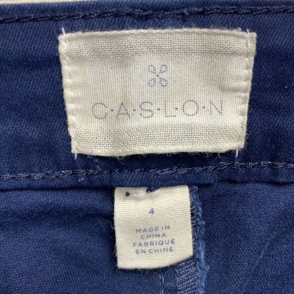 C.A.S.L.O.N Mid-Rise Straight Leg Stretch Chino Pants Women 4 Navy Side Pockets - Picture 3 of 16